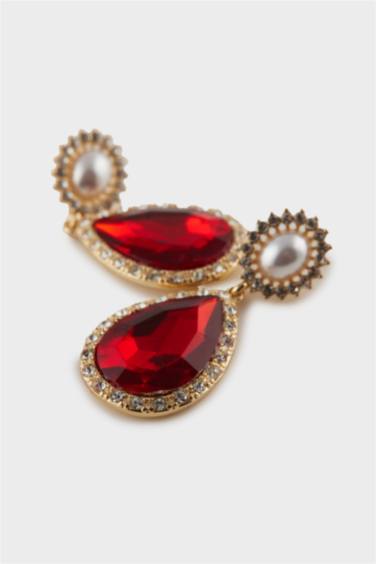 Woman Red Stone Earrings