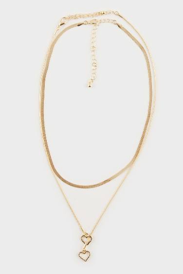 Woman Heart-shaped 2 Piece Necklace