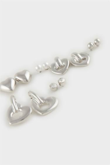 تراجي نسائي فضي على شكل قلب - 6 قطع