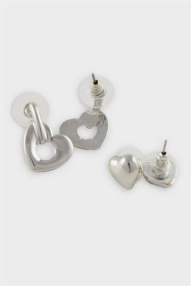 تراجي نسائي فضي على شكل قلب - 6 قطع