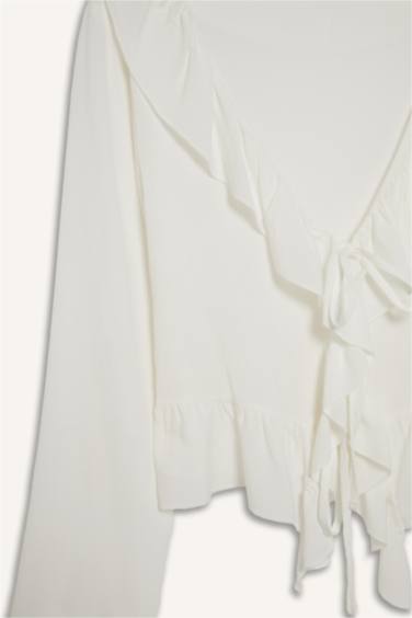 Regular Fıt Krinkıl Viskon Uzun Kollu Bluz - Görsel 8