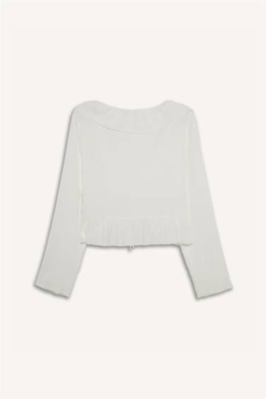 Regular Fıt Krinkıl Viskon Uzun Kollu Bluz - Görsel 9