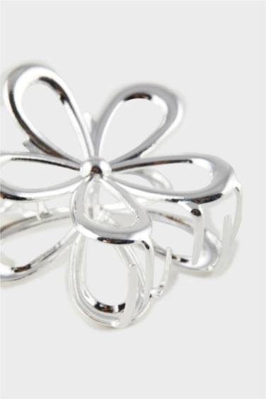 مشبك شعر نسائي فضي فلورال