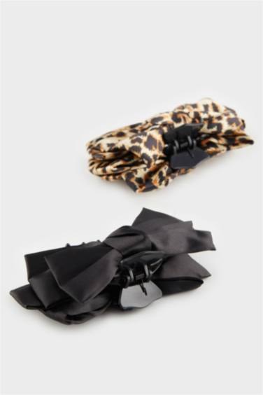 مشبك شعر نسائي اسود وتايجر - قطعتين