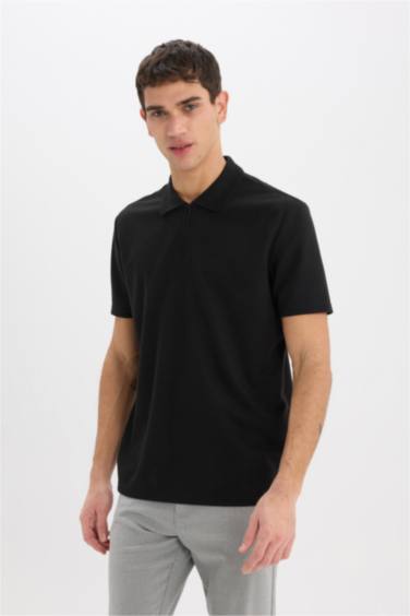 T-shirt Polo à manches courtes avec demi-zip Coupe régulière