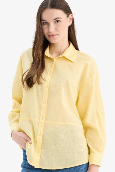 Regular Fit Flamed Cotton Long Sleeve Tunic