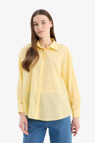 Regular Fit Flamed Cotton Long Sleeve Tunic