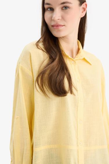 Regular Fit Flamed Cotton Long Sleeve Tunic