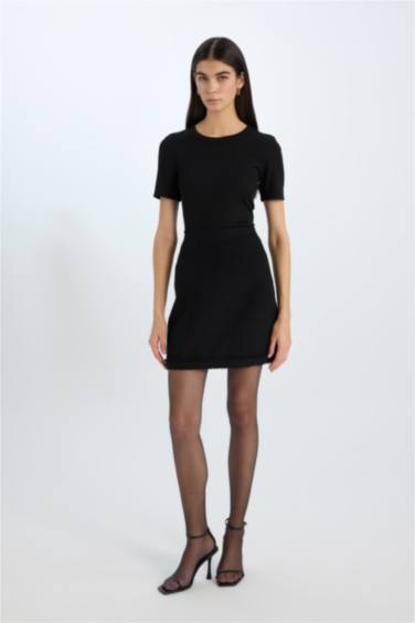 Slim Fit Crew Neck Basic Corduroy T-Shirt