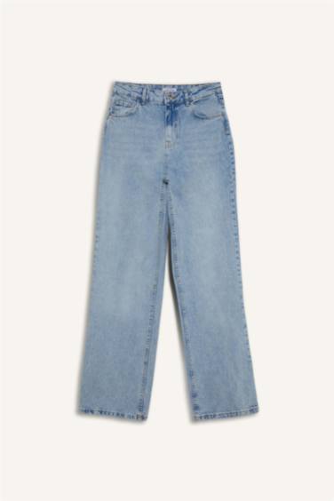 90's Wide Leg High Waist Long Washed Jeans