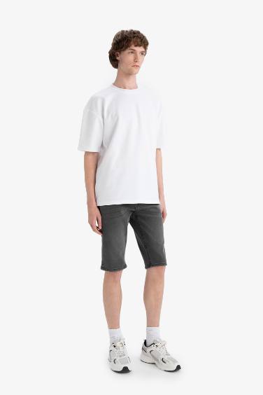 Regular Fit Denim Bermuda