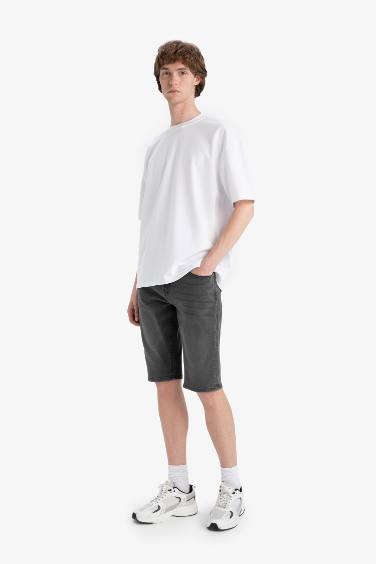 Regular Fit Denim Bermuda