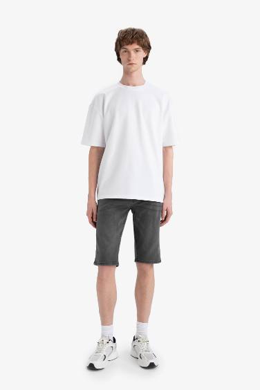 Regular Fit Denim Bermuda