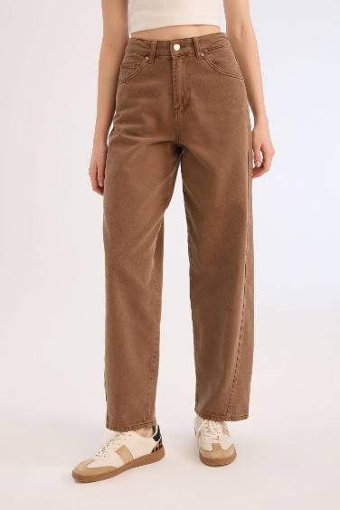 Baggy Fit Washed Normal Waist Gabardine Trousers