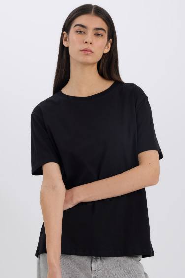 Relax Fit Basic Cotton Black T-Shirt