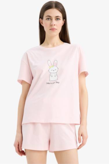 سيت بجامة قصة عادية تيشيرت نص كم و شورت من Fall in Love - قطعتين