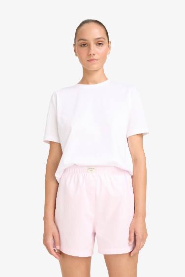 Regular Fit Beli Lastikli Poplin Şort Pijama Altı-Fall in Love