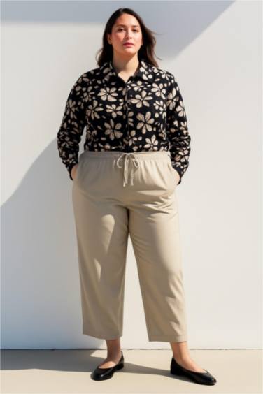 Oversize Geniş Kalıp Desenli Uzun Kollu Gömlek Tunik