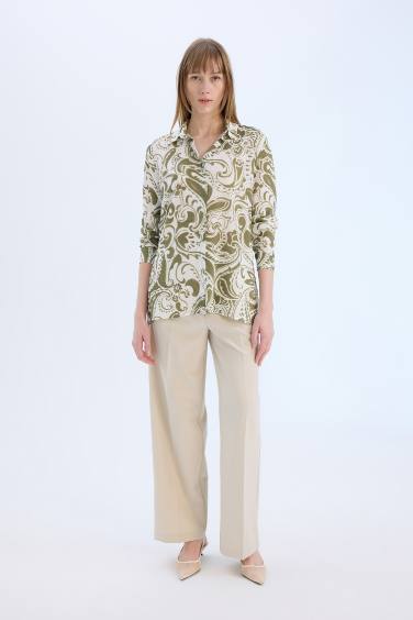 تونيك قميص اوفر سايز كم طويل مطبوع