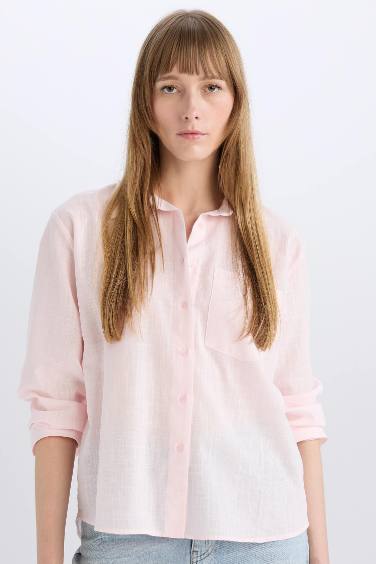 Oversize Fit Shirt Collar Long Sleeve Shirt