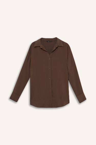 Oversize Fit Shirt Collar Long Sleeve Shirt