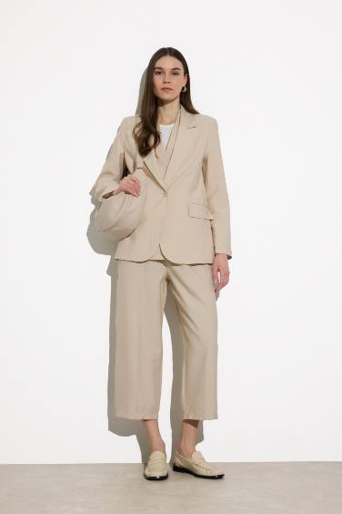 Kruvaze Yaka Cepli Blazer Ceket