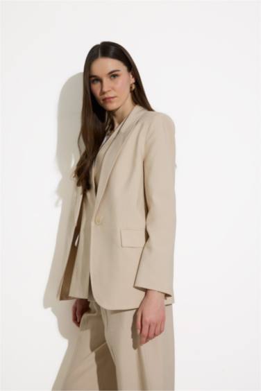 Kruvaze Yaka Cepli Blazer Ceket