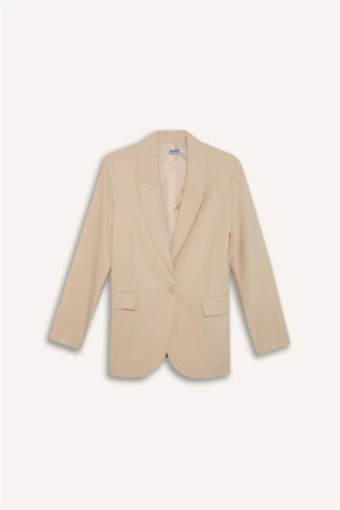 Kruvaze Yaka Cepli Blazer Ceket