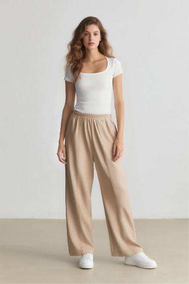 Flexible Waist Basic Harem Trousers