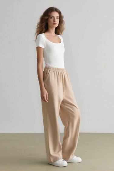 Flexible Waist Basic Harem Trousers