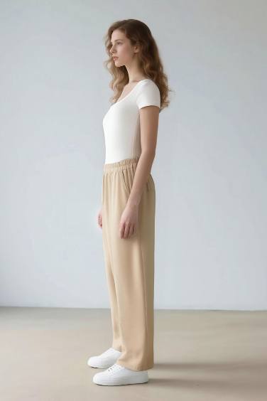 Flexible Waist Basic Harem Trousers