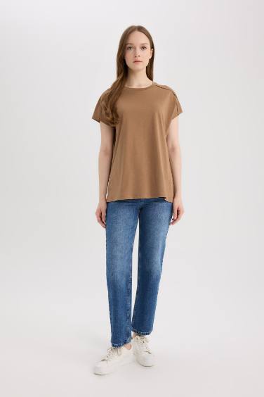 تيشيرت قطن برقبة مستديرة