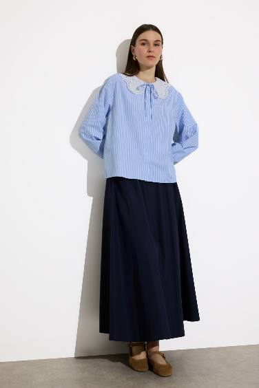 A Cut Poplin Maxi Skirt