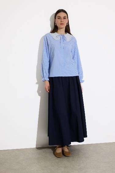 A Cut Poplin Maxi Skirt