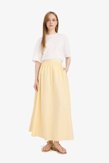A Cut Poplin Maxi Skirt