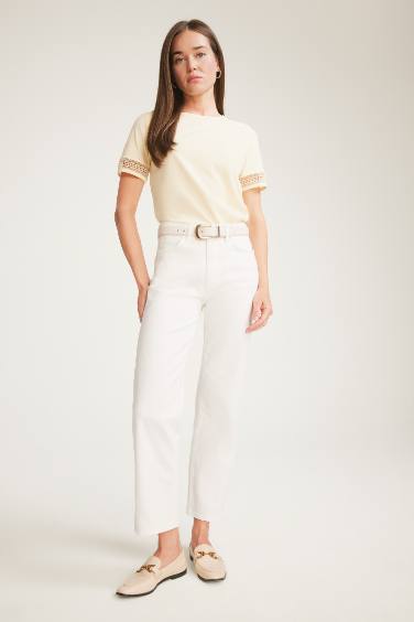 T-shirt col rond en jersey à manches courtes Coupe régulière