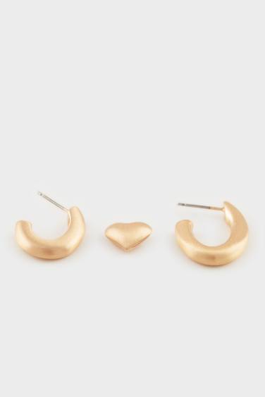Woman 3 Piece Matte Gold Earrings