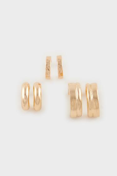 Woman 3 Piece Gold Earrings