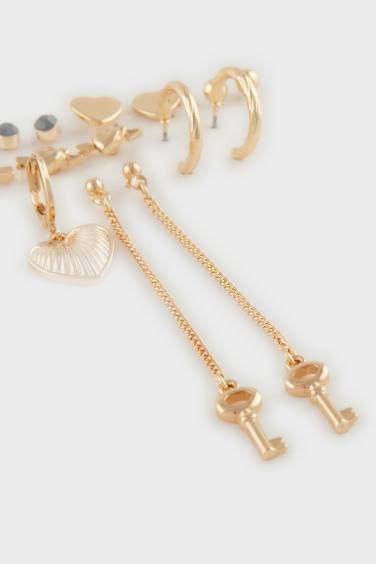 Woman 9 Piece Gold Earrings