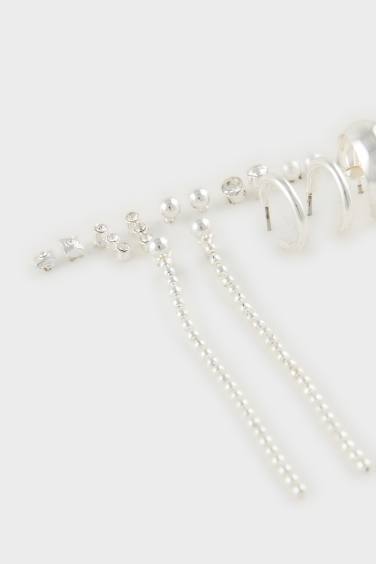 Woman 9 Piece Silver Earrings