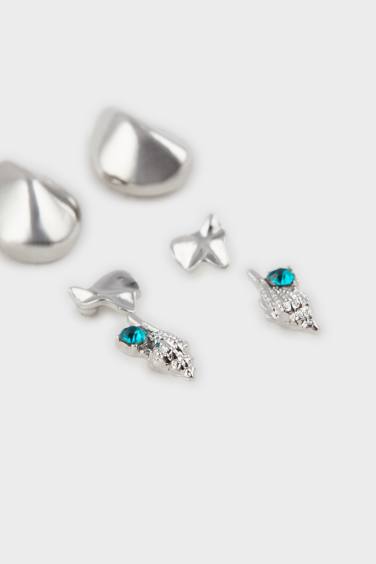 Woman Antique 3 Piece Silver Earrings