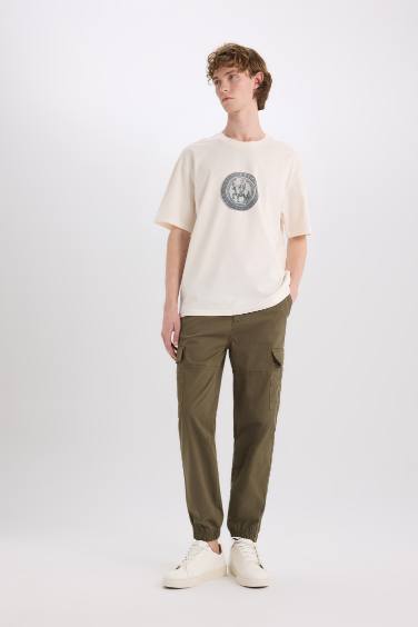 تيشيرت قطن نص ردن اوفر سايز بياخة مستديرة