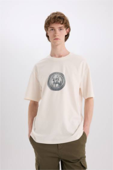 تيشيرت قطن نص ردن اوفر سايز بياخة مستديرة