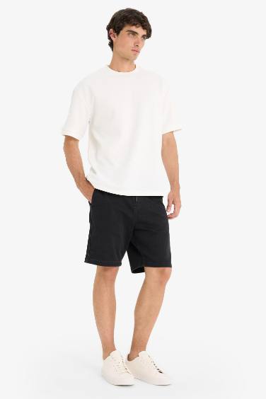 Regular Fit Elastic Waist Relaxed Fit Denim Bermuda Shorts