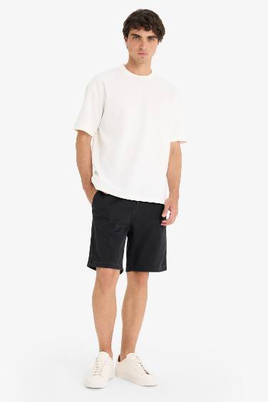 Regular Fit Elastic Waist Relaxed Fit Denim Bermuda Shorts