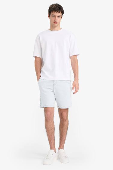 Regular Fit Elastic Waist Relaxed Fit Denim Bermuda Shorts