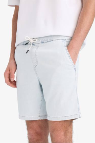 Regular Fit Elastic Waist Relaxed Fit Denim Bermuda Shorts