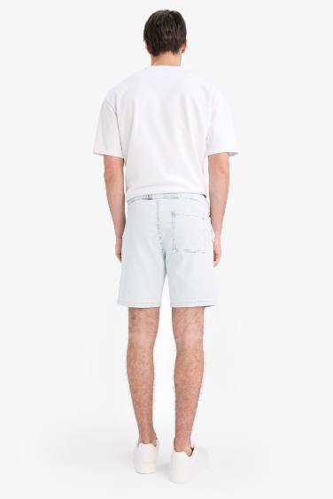 Regular Fit Elastic Waist Relaxed Fit Denim Bermuda Shorts