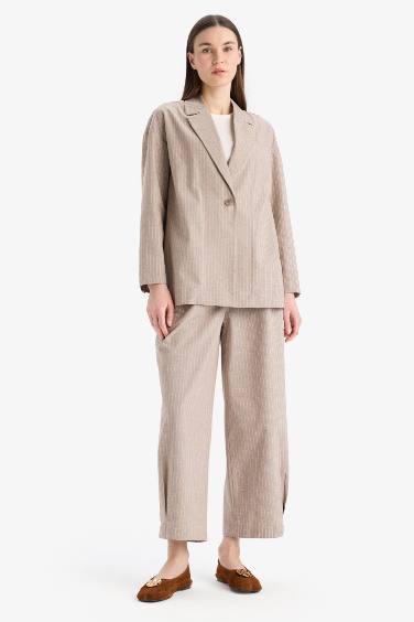 Harem Striped Linen Blend Trousers
