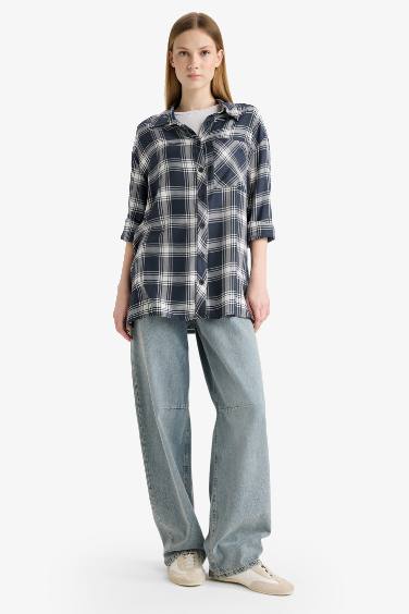 Oversize Fit Flanel Long Sleeve Shirt
